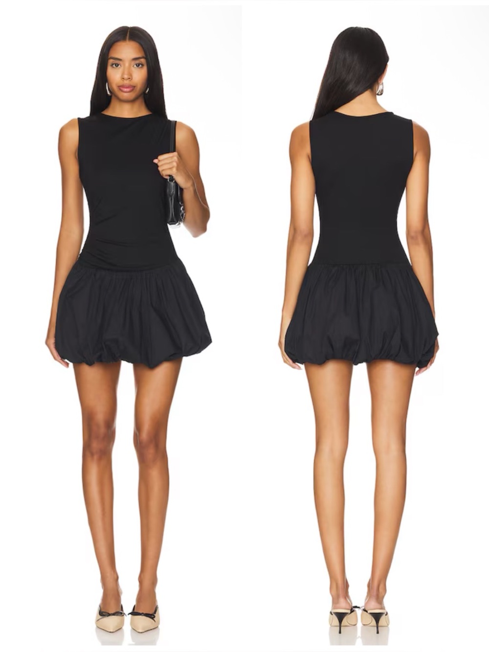 SNDYS Maya Bubble Dress in Black Size M